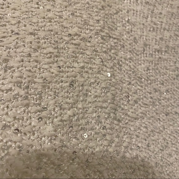 Orsay sparkly white fall sweater V-neck tight fit - Picture 8 of 13